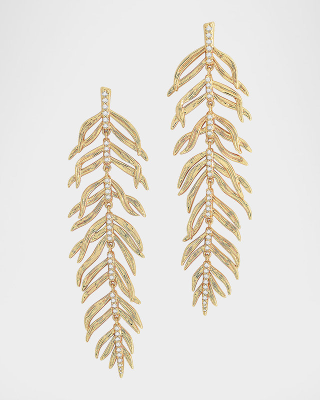 Cubic Zirconia Palm Leaves Earrings